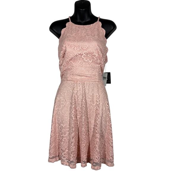 NEW! IN San Francisco Lace Halter Dress Spring Casual Pink Floral Sleeveless 13 - Picture 1 of 6